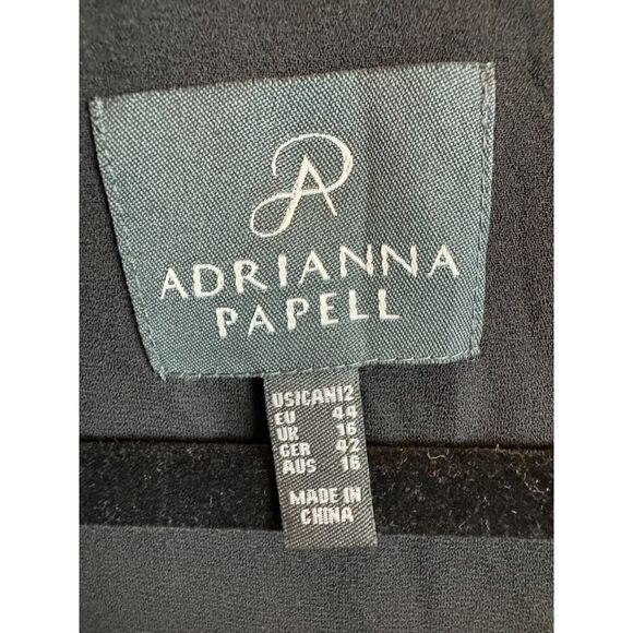 ADRIANNA PAPELL black frill sleeveless dress size 12 - Picture 2 of 8